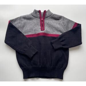 Toddler Boy's Andy & Evan Black and Gray Knit Quarter Zip Sweater Size 4T